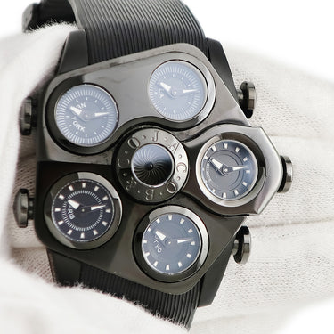 腕時計 ジェイコブ JACOB グランド JC-GR5-18 クオーツ メンズ PVD加工SS 五角形 ジェット機タービンエンジン 黒 GMT