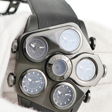 腕時計 ジェイコブ JACOB グランド JC-GR5-18 クオーツ メンズ PVD加工SS 五角形 ジェット機タービンエンジン 黒 GMT
