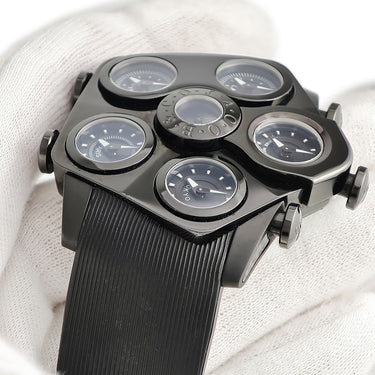 腕時計 ジェイコブ JACOB グランド JC-GR5-18 クオーツ メンズ PVD加工SS 五角形 ジェット機タービンエンジン 黒 GMT