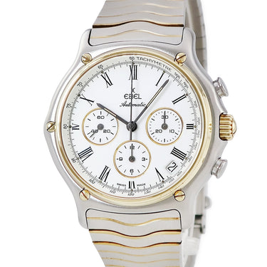 腕時計 エベル Ebel 1911 エルプリメロ クロノグラフ 1134901 自動巻き メンズ K18YG×SS コンビ デイト スモールセコンド ホワイト