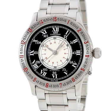 腕時計 ロンジン LONGINES リンドバーグ アワーアングル L2.601.4 自動巻き メンズ 日本限定 ブラック 黒 ハンターケース 回転ベゼル