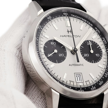 腕時計 ハミルトン HAMILTON イントラマティック オートクロノグラフ H384160 自動巻き メンズ OH済 デイト タキメーター アイボリー