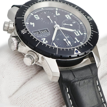 腕時計 ギナーン GUINAND 40シリーズ パイロット クロノグラフ 40.50-01 自動巻き メンズ スモールセコンド デイデイト 回転ベゼル