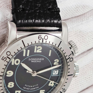 腕時計 ロンジン LONGINES ウィームス L2.608.4.53.2 自動巻き メンズ OH済 ブラック 黒 回転ベゼル デイト ヴィンテージ 限定