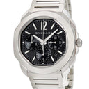 腕時計 ブルガリ BVLGARI オクト ローマ クロノグラフ 103471 自動巻き メンズ 黒 ブラック デイト 八角形 バー スモールセコンド