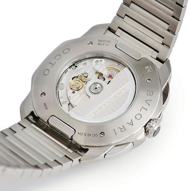 腕時計 ブルガリ BVLGARI オクト ローマ クロノグラフ 103471 自動巻き メンズ 黒 ブラック デイト 八角形 バー スモールセコンド