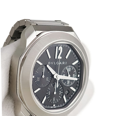 腕時計 ブルガリ BVLGARI オクト ローマ クロノグラフ 103471 自動巻き メンズ 黒 ブラック デイト 八角形 バー スモールセコンド