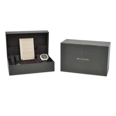 腕時計 ブルガリ BVLGARI オクト ローマ クロノグラフ 103471 自動巻き メンズ 黒 ブラック デイト 八角形 バー スモールセコンド