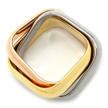 カルティエ Cartier トリニティ クッション リング LM B4239949 ホワイトゴールドXイエローゴールドXピンクゴールド K18WG K18YG K18PG #49(JP9) リング 指輪 3連 3カラー スクエア 7号