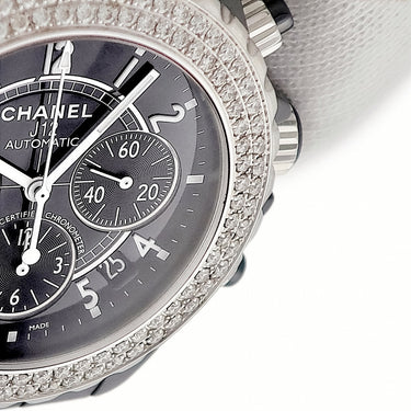 腕時計 シャネル CHANEL J12 クロノグラフ H0940 自動巻き メンズ ブラックセラミック ダイヤ アラビア 黒 デイト スモールセコンド