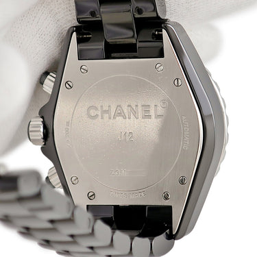 腕時計 シャネル CHANEL J12 クロノグラフ H0940 自動巻き メンズ ブラックセラミック ダイヤ アラビア 黒 デイト スモールセコンド