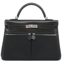 エルメス HERMES ケリーラキ 32 内縫い ブラック ボックスカーフ トワルオフィシエ 2WAYバッグ シルバー金具 黒 ショルダー ハンドバッグ 希少