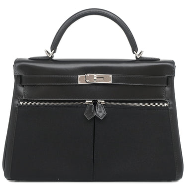 エルメス HERMES ケリーラキ 32 内縫い ブラック ボックスカーフ トワルオフィシエ 2WAYバッグ シルバー金具 黒 ショルダー ハンドバッグ 希少