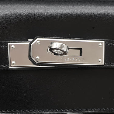 エルメス HERMES ケリーラキ 32 内縫い ブラック ボックスカーフ トワルオフィシエ 2WAYバッグ シルバー金具 黒 ショルダー ハンドバッグ 希少