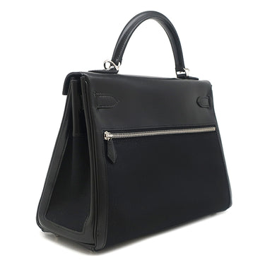 エルメス HERMES ケリーラキ 32 内縫い ブラック ボックスカーフ トワルオフィシエ 2WAYバッグ シルバー金具 黒 ショルダー ハンドバッグ 希少