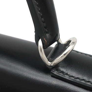 エルメス HERMES ケリーラキ 32 内縫い ブラック ボックスカーフ トワルオフィシエ 2WAYバッグ シルバー金具 黒 ショルダー ハンドバッグ 希少