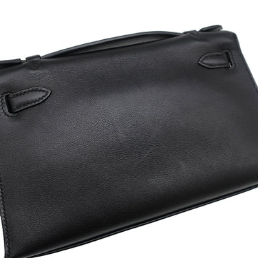 エルメス HERMES ポシェットケリー ブラック エバーグレイン ハンドバッグ シルバー金具 黒 ミニバッグ