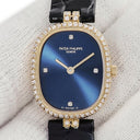 腕時計 パテックフィリップ PATEK PHILIPPE ゴールデンエリプス 4698J クオーツ レディース メーカーOH済 K18YG無垢 純正ダイヤ ブルー