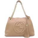 グッチ GUCCI ソーホー インターロッキングG 536196 ベージュ レザー トートバッグ ゴールド金具 ブラウン 茶 ハンドバッグ