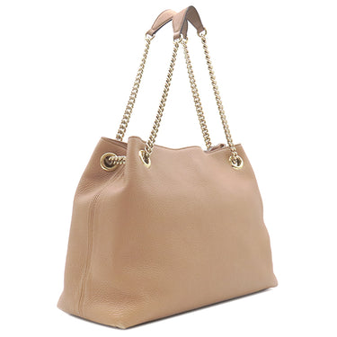 グッチ GUCCI ソーホー インターロッキングG 536196 ベージュ レザー トートバッグ ゴールド金具 ブラウン 茶 ハンドバッグ