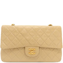 シャネル CHANEL マトラッセ 25 フラップバッグ A01112 ベージュ レザー ショルダーバッグ ゴールド金具 ダブルフラップ ダブルチェーン