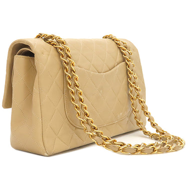 シャネル CHANEL マトラッセ 25 フラップバッグ A01112 ベージュ レザー ショルダーバッグ ゴールド金具 ダブルフラップ ダブルチェーン