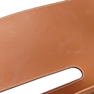 エルメス HERMES ヴァルパライソMM ゴールド トワルシェブロン レザー ハンドバッグ シルバー金具 茶