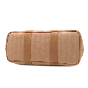 エルメス HERMES ヴァルパライソMM ゴールド トワルシェブロン レザー ハンドバッグ シルバー金具 茶