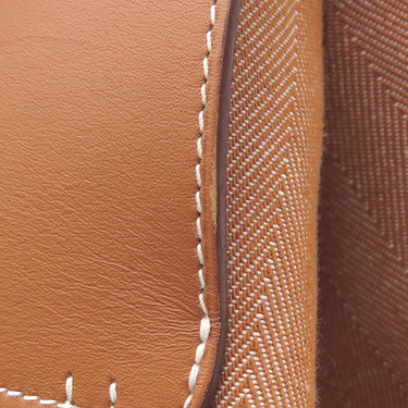 エルメス HERMES ヴァルパライソMM ゴールド トワルシェブロン レザー ハンドバッグ シルバー金具 茶