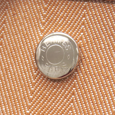 エルメス HERMES ヴァルパライソMM ゴールド トワルシェブロン レザー ハンドバッグ シルバー金具 茶