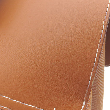 エルメス HERMES ヴァルパライソMM ゴールド トワルシェブロン レザー ハンドバッグ シルバー金具 茶