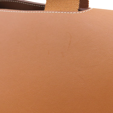 エルメス HERMES ヴァルパライソMM ゴールド トワルシェブロン レザー ハンドバッグ シルバー金具 茶