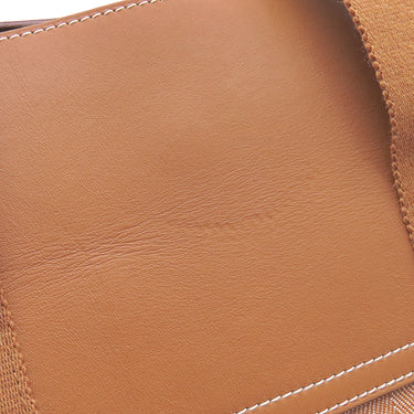 エルメス HERMES ヴァルパライソMM ゴールド トワルシェブロン レザー ハンドバッグ シルバー金具 茶