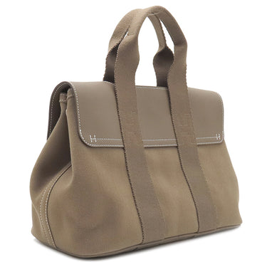エルメス HERMES ヴァルパライソ PM エトゥープ トワルシェブロン スイフト ハンドバッグ シルバー金具 グレージュ