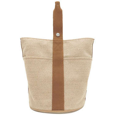 エルメス HERMES サクソー MM ブラウン×ベージュ トワルアッシュ ハンドバッグ シルバー金具 茶 トワルH