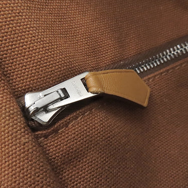 エルメス HERMES サクソー MM ブラウン×ベージュ トワルアッシュ ハンドバッグ シルバー金具 茶 トワルH