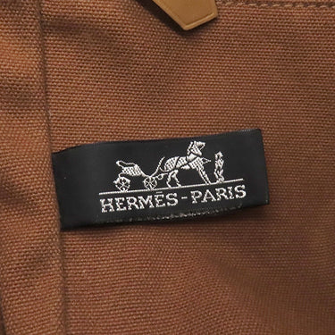 エルメス HERMES サクソー MM ブラウン×ベージュ トワルアッシュ ハンドバッグ シルバー金具 茶 トワルH