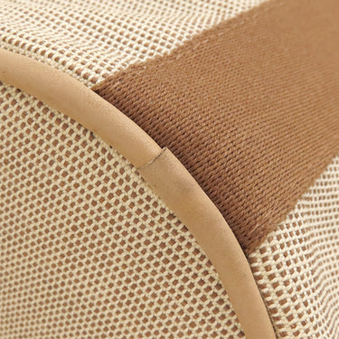 エルメス HERMES サクソー MM ブラウン×ベージュ トワルアッシュ ハンドバッグ シルバー金具 茶 トワルH