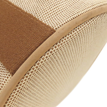 エルメス HERMES サクソー MM ブラウン×ベージュ トワルアッシュ ハンドバッグ シルバー金具 茶 トワルH