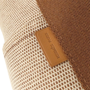 エルメス HERMES サクソー MM ブラウン×ベージュ トワルアッシュ ハンドバッグ シルバー金具 茶 トワルH