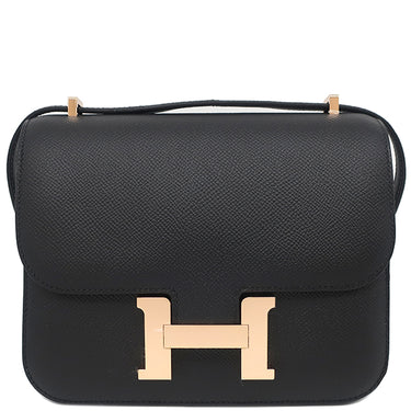 エルメス HERMES コンスタンス3 ミニ ミロワール ブラック ヴォーエプソン ショルダーバッグ ローズゴールド金具 黒 ピンクゴールド