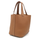 エルメス HERMES ピコタンロック PM ゴールド トリヨンクレマンス ハンドバッグ シルバー金具 茶
