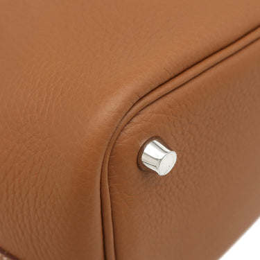 エルメス HERMES ピコタンロック PM ゴールド トリヨンクレマンス ハンドバッグ シルバー金具 茶