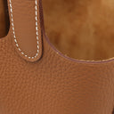 エルメス HERMES ピコタンロック PM ゴールド トリヨンクレマンス ハンドバッグ シルバー金具 茶