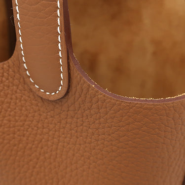 エルメス HERMES ピコタンロック PM ゴールド トリヨンクレマンス ハンドバッグ シルバー金具 茶