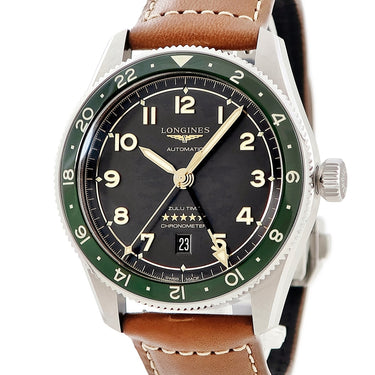 腕時計 ロンジン LONGINES スピリット ズールータイム L3.812.4.63.2 自動巻き メンズ 新品未使用 デイト 黒 緑 アラビア GMT