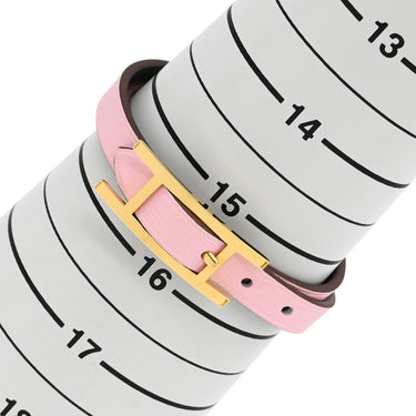 エルメス HERMES ピーアピ ドゥブルトゥール ローズサクラ×グリミスティ ヴォースイフト メタル T2 ブレスレット ゴールド金具 アピ バックル