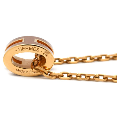 エルメス HERMES ポップアッシュ ミニ ペンダント ニューゴールド×ピンクゴールド GP ラッカー ネックレス ローズゴールド金具 Hモチーフ