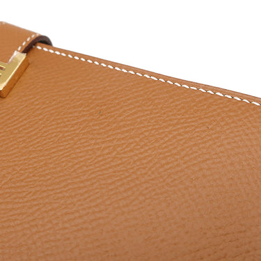 エルメス HERMES ベアンスフレ ゴールド ヴォーエプソン 長財布 ゴールド金具 茶 二つ折り財布