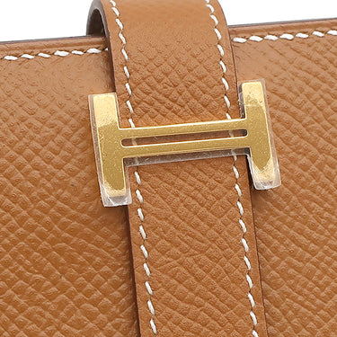 エルメス HERMES ベアンスフレ ゴールド ヴォーエプソン 長財布 ゴールド金具 茶 二つ折り財布